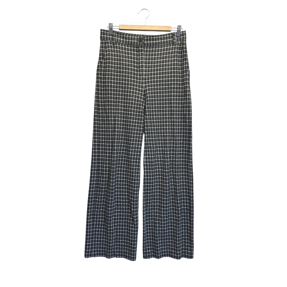 Weekend Max Mara Plaid Wide Leg Trousers Women Black White Houndstooth High Rise